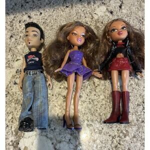 2005 Bratz Passion for Fashion Sasha, Rock Angelz Yasmin & Eitan dolls VTG